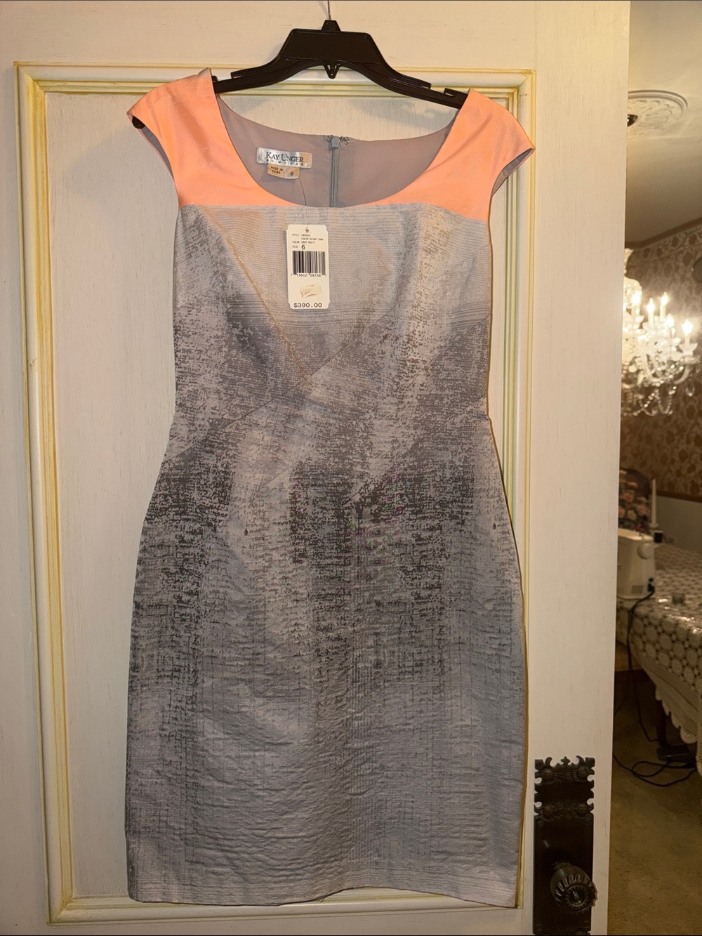 Kay Unger metallic Gray Textured Dress